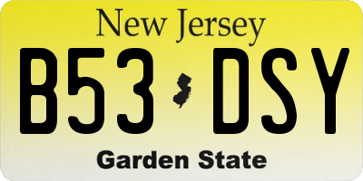 NJ license plate B53DSY