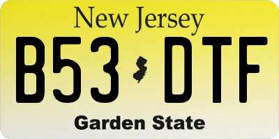 NJ license plate B53DTF
