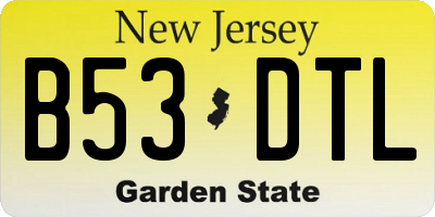NJ license plate B53DTL
