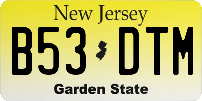 NJ license plate B53DTM