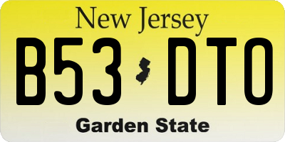 NJ license plate B53DTO