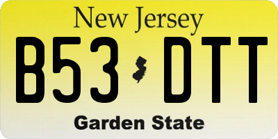 NJ license plate B53DTT