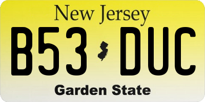 NJ license plate B53DUC