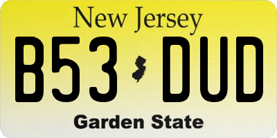 NJ license plate B53DUD