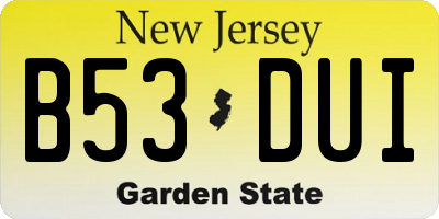 NJ license plate B53DUI