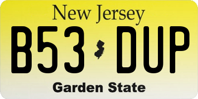 NJ license plate B53DUP