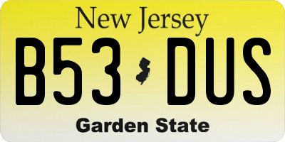 NJ license plate B53DUS