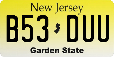 NJ license plate B53DUU