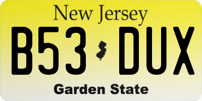 NJ license plate B53DUX