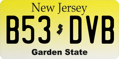 NJ license plate B53DVB