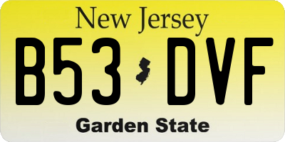 NJ license plate B53DVF