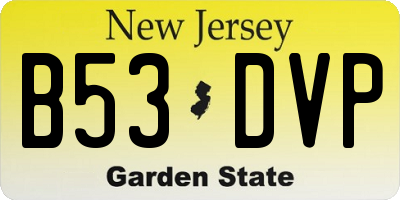 NJ license plate B53DVP