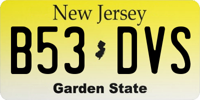 NJ license plate B53DVS