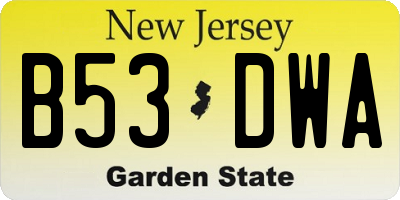NJ license plate B53DWA