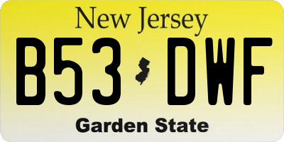 NJ license plate B53DWF