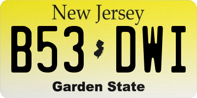 NJ license plate B53DWI