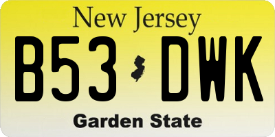 NJ license plate B53DWK