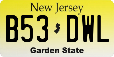 NJ license plate B53DWL