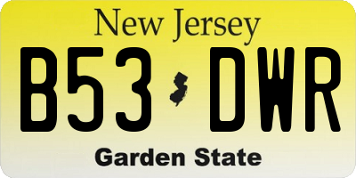 NJ license plate B53DWR