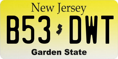 NJ license plate B53DWT