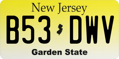 NJ license plate B53DWV