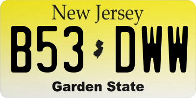 NJ license plate B53DWW
