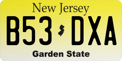 NJ license plate B53DXA