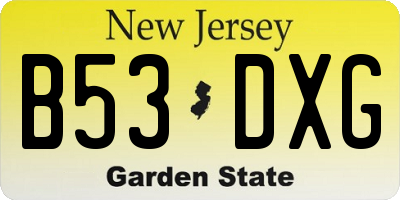 NJ license plate B53DXG