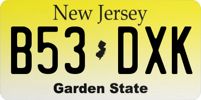 NJ license plate B53DXK
