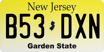 NJ license plate B53DXN