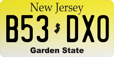 NJ license plate B53DXO