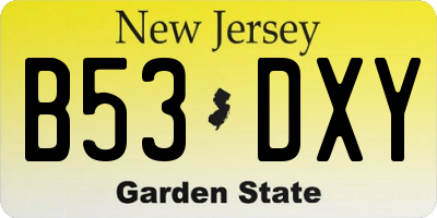 NJ license plate B53DXY