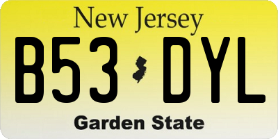 NJ license plate B53DYL