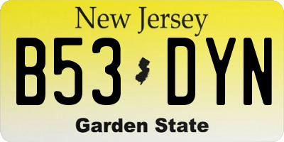 NJ license plate B53DYN