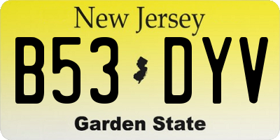 NJ license plate B53DYV