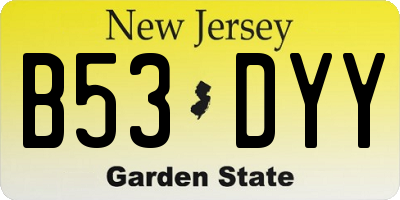 NJ license plate B53DYY
