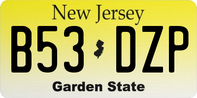 NJ license plate B53DZP