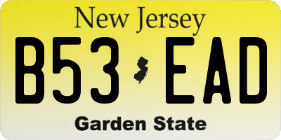 NJ license plate B53EAD