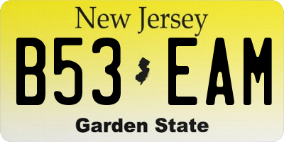 NJ license plate B53EAM