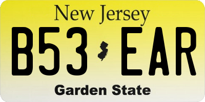NJ license plate B53EAR