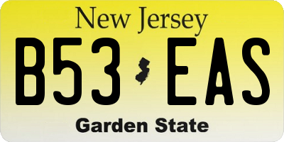 NJ license plate B53EAS