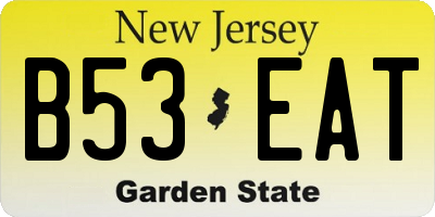 NJ license plate B53EAT