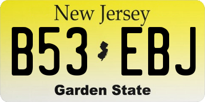 NJ license plate B53EBJ