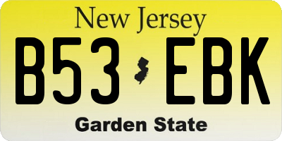 NJ license plate B53EBK