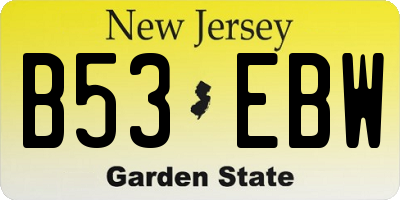 NJ license plate B53EBW