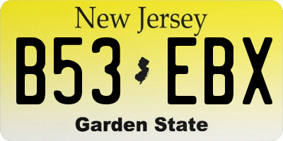 NJ license plate B53EBX