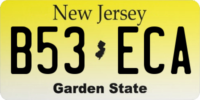 NJ license plate B53ECA
