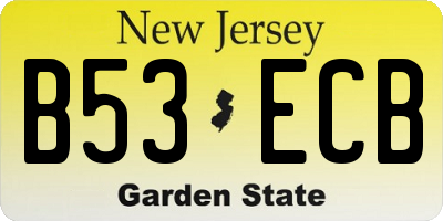 NJ license plate B53ECB