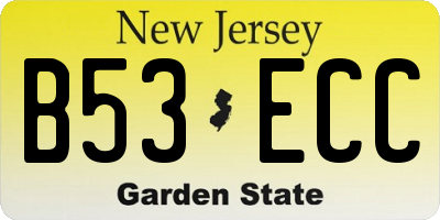 NJ license plate B53ECC