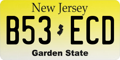 NJ license plate B53ECD